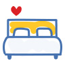 Drawing of a bed with a heart