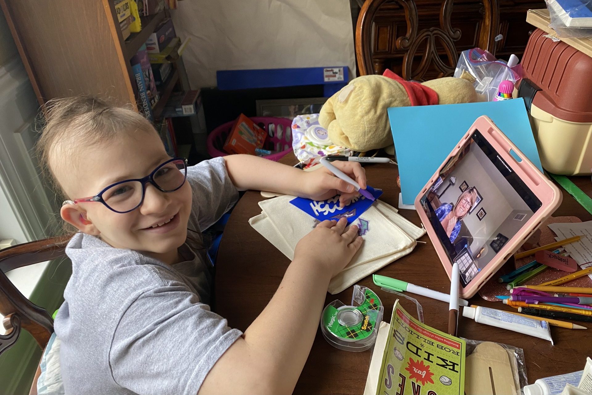 Camper participating in virtual camp