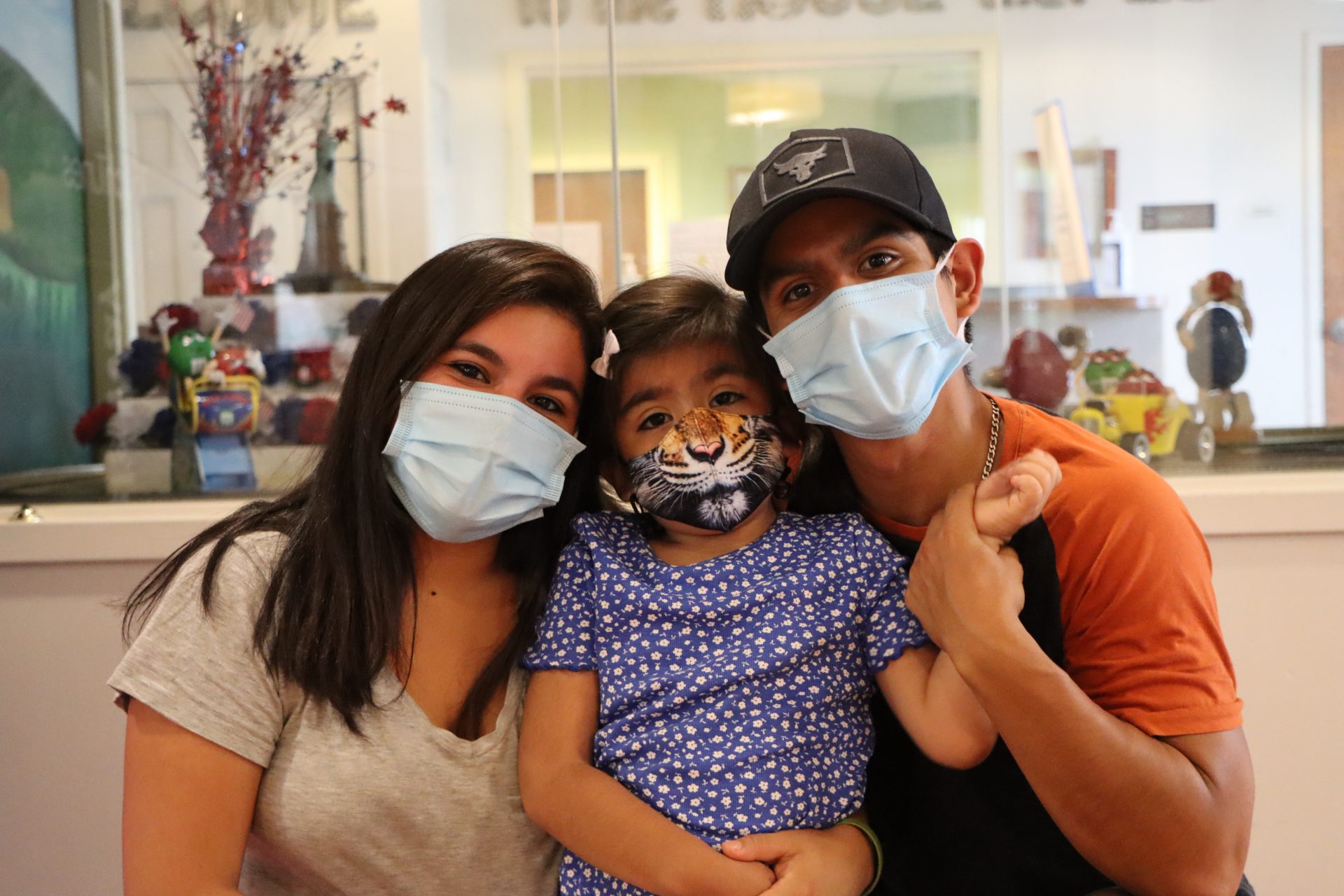 Mother daughter and father at the Ronald McDonald House at Front and Erie