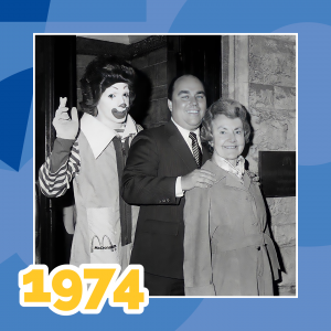 Ronald McDonald House co-founders Audrey Evans and Jimmy Murray in 1974