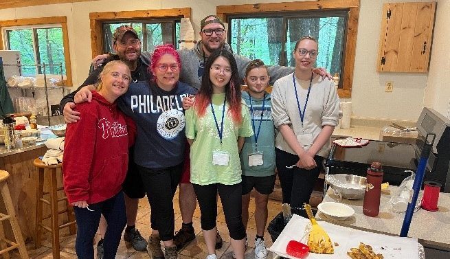 The group in the kitchen area