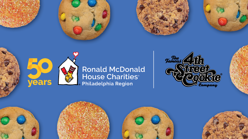 cookies with RMHC Philly logo and Famous 4th Street Cookie Co. logo
