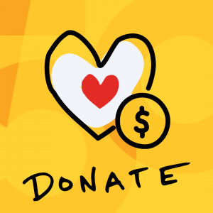 heart with coin with the word "donate"
