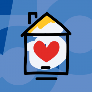 drawing of a house with a heart