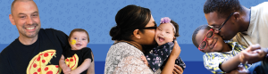 banner with images of three families