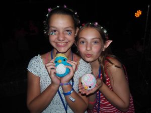 Campers with their crocheted toys
