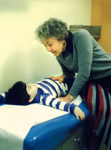 Dr. Audrey Evans with a patient